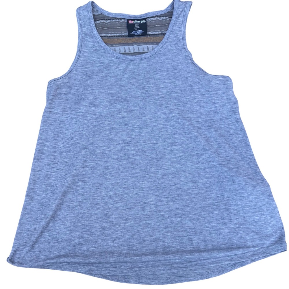 Sherpa Adventure Gear Tank Top Heathered Grey Patterned Back Women Small